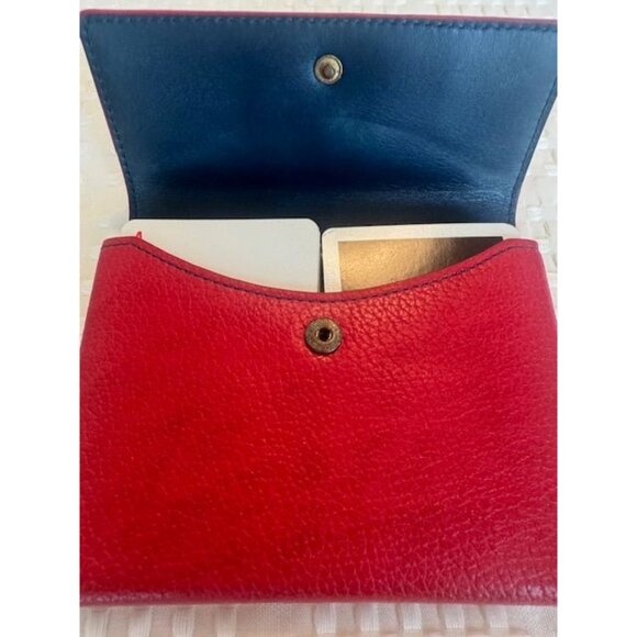 Coach Red Leather Card Holder With Two Deck Of Cards 4"x3" GUC - Picture 2 of 5